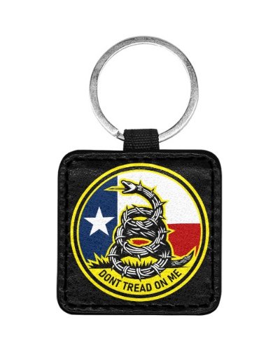 Texas Gadsden Dont Tread on Me Razor Wire leather key ring
